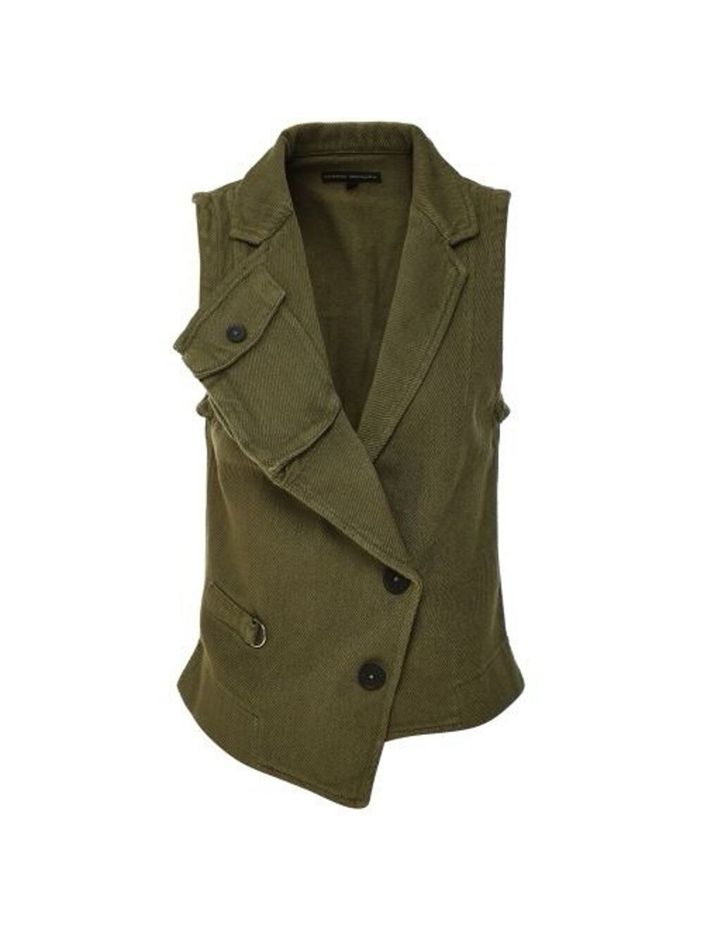 Lurdes Bergada Womens Vest (M) Utility Architectural Urban Lagenlook Green Twill